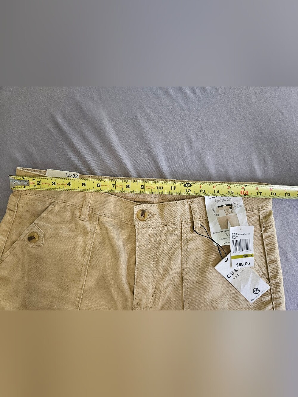 Curve Appeal Size 14 Comfort Waist High Rise Wide Leg Pants Safari Tan NWT - Picture 7 of 7